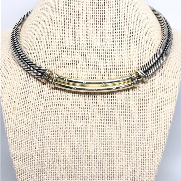 David Yurman Diamond Double Cable Metro Necklace - Picture 10 of 11